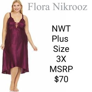 NWT Flora by Flora Nikrooz Stella Satin Nightgown Plus Size 3X